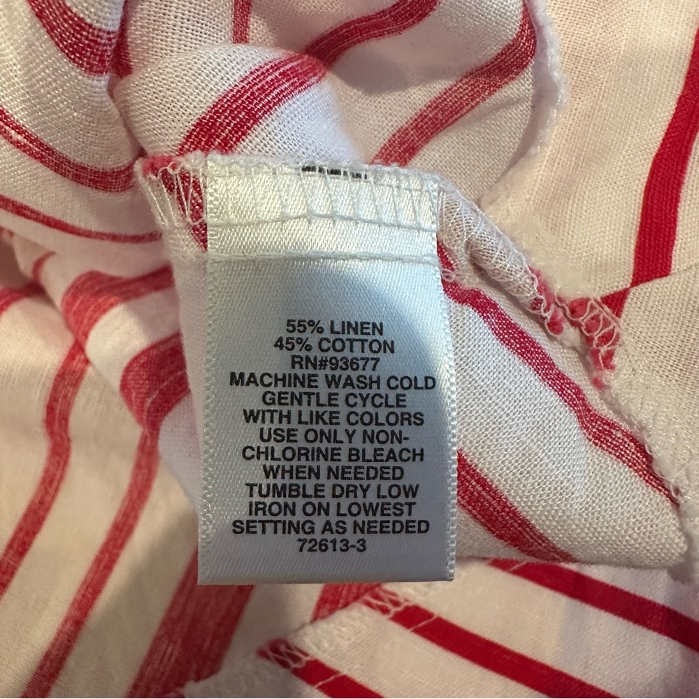 Liz Claiborne Red & White Striped A-Line Sleeveless Dress 1X Linen Blend - Picture 6 of 8